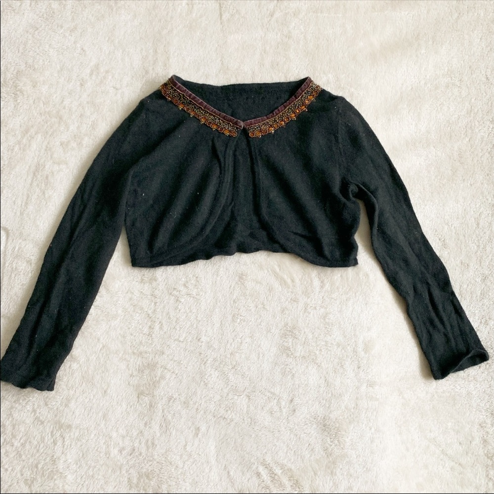 Black Angora Shrug with Beading